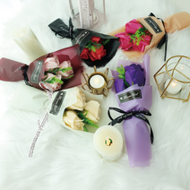 향기있는 장미 비누꽃 꽃다발 (3송이 포장세트)꽃바구니 성년의날 생일 이벤트, 장미다크퍼플