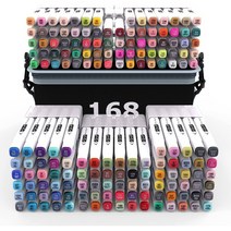 일본직발송 3. DARKEAGLE 마커 펜 168색 세트[2021년판] 2종류의 펜촉 코믹용 선물용 색칠하기놀이 드로, 단일옵션