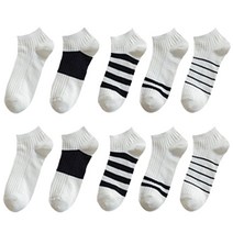 오브이먼트 여성 10켤례 단목양말 학생 남녀공용 스트라이프
