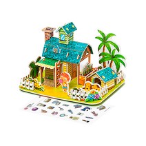 입체 퍼즐 세트 3D 종이 모형 DIY 미니어처 조립 어린이 행사 단체 만들기 키트 배 비행기 건축물 재료, 입체퍼즐 (하와이) ＋ 사은품 증정, 1개