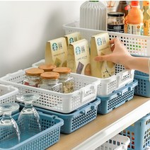 사각 손잡이 바스켓 적층형 6종, 손잡이 적층 바스켓 F_화이트