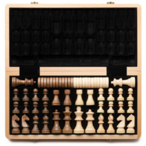 직구드림 체스 독일 너도밤 나무 체커 / 고급 여행 접이식 상자 / 나무-18091, 단일옵션, 단일옵션