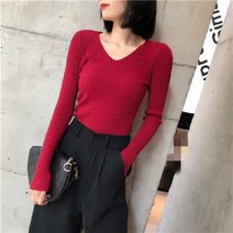 smy가을 겨울 V 넥 니트 긴팔 닫기 피팅 따뜻한 셔츠 탑 유행 레트로 풀오버 슬리밍 스웨터 여성을위한