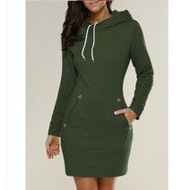 맨투맨 후드 원피스 지퍼 풀오버 미디 스웨터