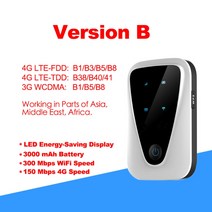 포켓 와이파이 해외여행 필수품 휴대용 usb 미니 4g 핫스팟 라우터 무선 잠금 해제, 버전 b