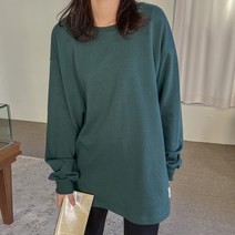로로텐 오버핏 박스 맨투맨 티셔츠 긴팔 무지 라운드넥 여성 빅사이즈