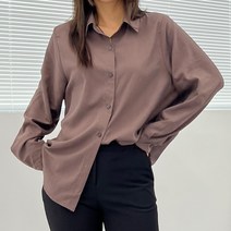 빅걸스토리 여성 빅사이즈 앨런 심플 무지 베이직 루즈핏 남방