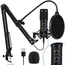 유튜브 방송 마이크 미국 업그레이드된 컴퓨터용 USB 콘덴서 게임용 팟캐스트 라이브 스트리밍-630528, 실버