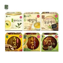 녹차원 티백차 6종 한번에쓱(현미녹차 50T+둥굴레차50T+메밀차 40T+우엉차 40T+옥수수수염차50T+헛개나무차40T) 명절 부모님 선물 탕비실 회사 체중조절 손님접대, 1set
