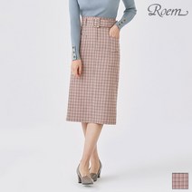 로엠 로엠 벨티드 체크 롱 스커트_RMWHA1102B-T