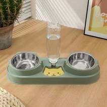새로운 애완 동물 먹이기구 귀여운 고양이 Dogd 먹이 히트 컬러 벨트 마시는 병 3inone 그릇 고양이를 위한 먹이 및 물 고양이 그릇 고양이 그릇, olive green2