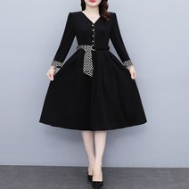 모던 슬림 핏 벨티드 벨트 블랙 정장 긴팔 브이 넥 원피스 하객 결혼식 피로연 고급진 허리 리본 단아한 데이트 오피스 룩 드레스 여성 봄 여름 플레어 A라인 여리여리 프릴 우아한