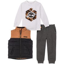Timberland 남아용 3피스 조끼 세트 흑설탕/화이트/블랙