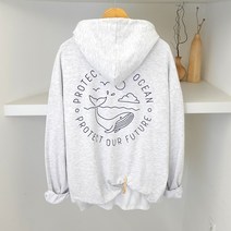HOOS 오션고래 특양면 박스 후드티