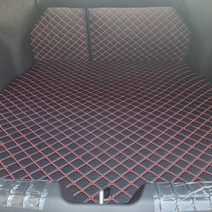 아이빌 현대 아이오닉6 신형퀼팅 4D 자동차 트렁크매트   2열등받이 풀세트, 일체형, 블랙 레드스티치