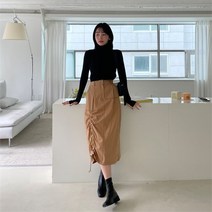 [코지23] 여자 가을 스트링 지퍼 개성있는 스타일 트임 롱스커트