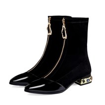 DIIYIV 여성 보석장식 미들힐 빅사이즈 앵클부츠 (4cm) P53