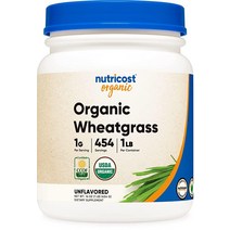 Nutricost 뉴트리코스트 오가닉 위트그래스 밀싹 파우더 1파운드 논GMO 슈퍼푸드, 1 Pound (Pack of 1)