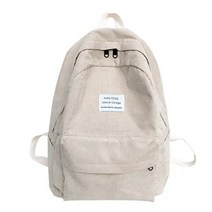 Lobagve Van Caro Corduroy School 백팩 경량 캐주얼 대학 학교 책가방 여행용 배낭 여성용 남성용 카키색(펜던트 없음)