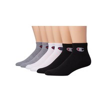Champion 여성용 양말 더블 드라이 크루 발목 및 노 쇼 6팩 화이트. 488957, Ankle_White/Grey/Black