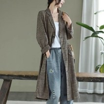 여성 가을 트렌치코트 브랜드 할인점 상가 대외 무역 컷 라벨 레트 스트라이프 양복 칼라