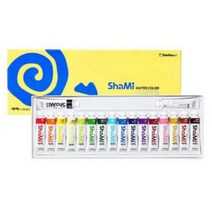 아주문구 watercolors 샤미신한수채화물감 수채화물감, 10ml, 18색