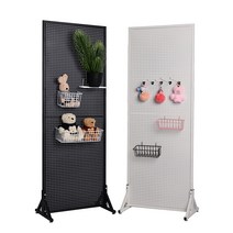 스탠드 타공 판 보드 걸이 후크 마음대로 가벽 선반 DIY 벽 걸이 홀더 장식 파티션, 화이트80X100개