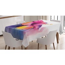 Ambesonne 죽은 자의 날 식탁보 멕시코 음악 공연이 있는 전통 축하 파티에 초대장 다이닝 룸 주방 장식용 직사각형 테이블 커버 132.1 x 177.8cm(52 x 7, 52