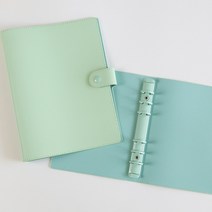 6공 다이어리 투톤 커버 A5 A6 가죽 다이어리 바인더, 투톤 6공 다이어리 커버_03민트터키블루A5