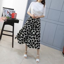 리틀깽스 다이뻐 DAIBBU 자체제작 국산 우아 여성스런 볼륨 히트 하트 배색 플레어 롱스커트