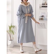 봄신상 / 탄탄한 쭈리원단 / 머씨 후드 배색원피스 완전 이뻐요!