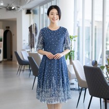 엄마옷 모슬린 레이스 후레아 반팔 원피스 OP302218마담 미시옷 50대 중년여성의류 60대 엄마옷 빅사이즈 할머니옷 여성옷