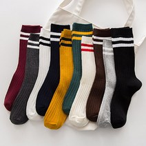 JH컴퍼니 골지 투라인 여성 무지 중목양말 JH093_10켤레