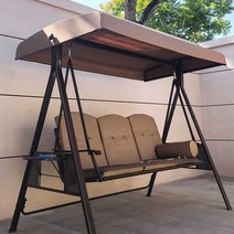 야외 테라스 흔들그네 정원 나무 전원주택 그네 마당, 카키 파나마 - 세 사람