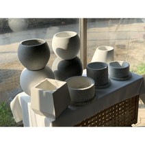 테라조 빈화분 시멘트 큰화분 비대칭 마름모, 원형테라조(중)