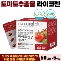 토마토 추출물 라이코펜 아연 셀렌 비타민E 비타민A 항산화 면역력 도움 식약처인증, 6박스, 토마토라이코펜 60캡슐