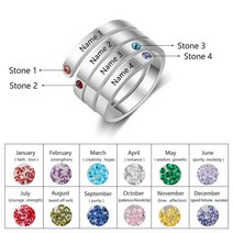 커플링 패션 우정 탄생석 반지 JewelOr-형 어머니 반지 이름 탄생석 랩 여성을 위한 새겨진 보석 기념일 선