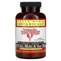 Whole World Botanicals 남성용 Royal Maca 젤라틴화 500mg 베지 캡슐 180정