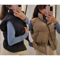 여자 하이넥 루즈핏 웰론 패딩 조끼 베스트