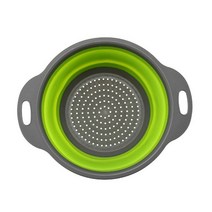 과일세척기 Fruit Vegetable Washing Machine 접이식 실리콘 드레인 바구니 야채 과일 세척 바구니 접이, 04 round-green_02 L