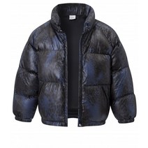 챈스챈스 로고 다운 파카 네이비 레오파드