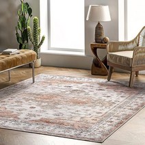 NuLOOM Banks 세탁기 세탁 가능 페이드 빈티지 부분 러그 1.2 x 1.8m(4 6피트) 베이지500388, Beige