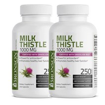 브론슨 Bronson 남성 밀크씨슬 1000mg with 단델리온 뿌리 250캡슐, 2팩