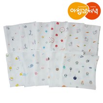 아침과저녁 유아 10종 캐릭터 가제손수건 10개