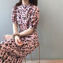 핑크 호피 퍼프 원피스