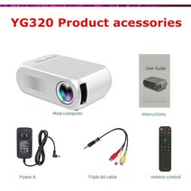 업소용빔프로젝터LEJIADA YG320 LED 600 루멘 3.5mm 오디오 320x240 픽셀 HDMI 호환 USB 미니 프로젝터 홈, 01 White_04 영국 플러그