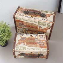 [바보사랑] 빈티지 루트66 트렁크 가방 2P세트(S), 상세 설명 참조, 상세 설명 참조