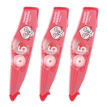 PLUS KAKAO 카카오 수정 테이프 MR2 WH-645SS 본품 3개, 어피치 핑크 (WH645)