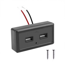 듀얼 USB 차량용 충전기 소켓 자동차 버스 ATV RV 보트 트럭용 LED 조명 포함 3.1A 패널 플러시 마운트, black