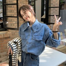 초봄 하이엔드 디자인 센스의 니치 시크 웨스턴 스타일 유니크한 후라이드 스트릿 탑의 하의 데님 셔츠